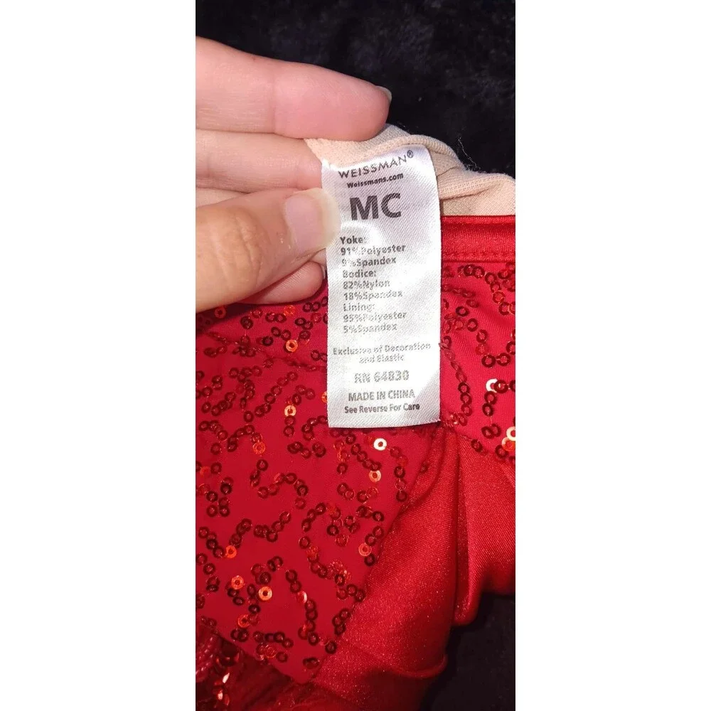 Weissman No Lie Red Sequin Fringe Jumpsuit MC Dance Costume Jazz Tap Disco 70s